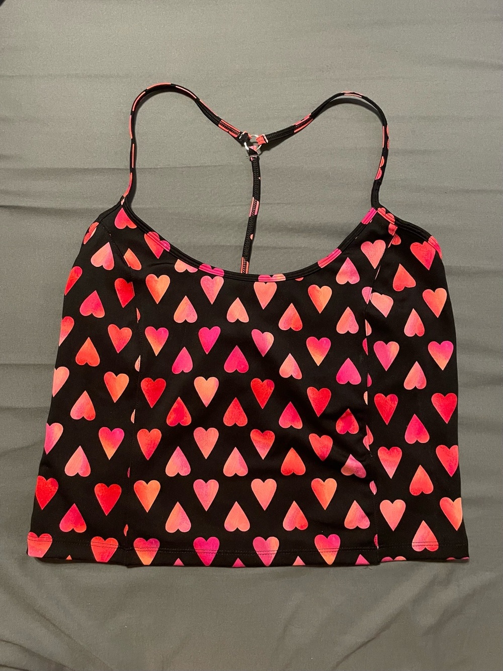 NWT Victoria’s Secret On Point Racerback Crop Top - Black with Heart Print